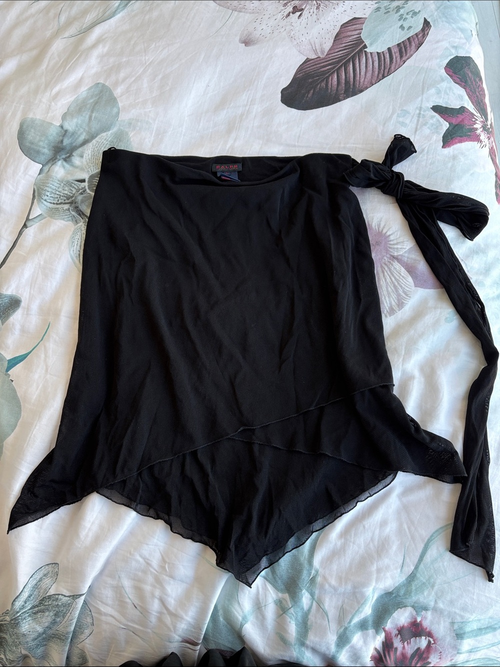 Ralph Lauren Black Asymmetrical Tie-Waist Handkerchief Skirt
